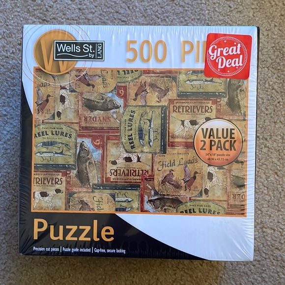 Two Puzzle Pack “Billiard Balls” & “Outdoorsman” - Each 500 Pieces - Picture 1 of 4